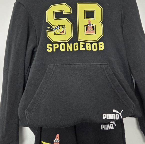Puma Kids Black SpongeBob Jogger Set Sz 7/8 Y - Picture 4 of 16